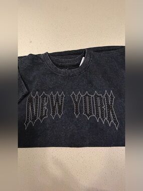 New York Graphic Mineral Wash Short Sleeve Tee - Charcoal